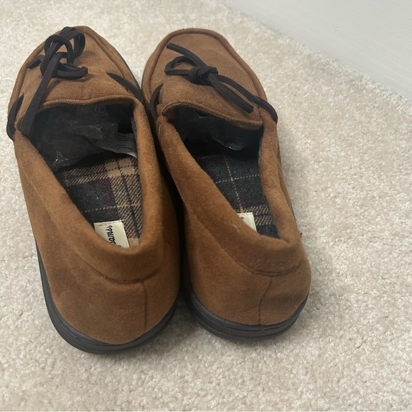 Dearfoam Slippers Dluxe Moccasin  Brown  Size 11/12 Large House Shoes Indoor - Picture 8 of 13